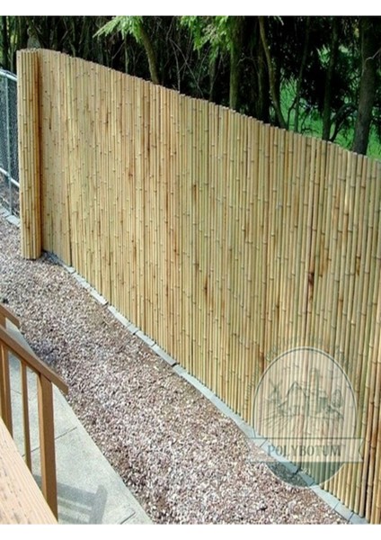 Doğal bambu kamış hasır bahçe ve balkon dekoratif çit 100x300, sarı renk
