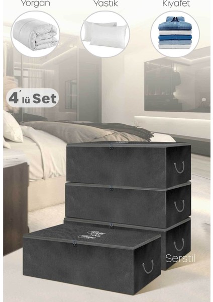 4 Adet Küçük Boy Baskılı Siyah Hurç, 52X28X21 Cm, Şık ve Kullanışlı Set fiyatları