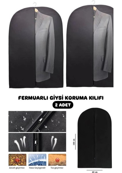 2'li Takım Elbise Kılıfı Hurcu Dolap Düzenleyici Gamboç 60X100