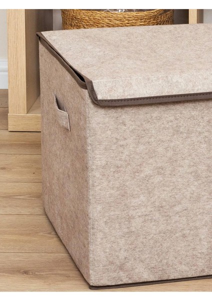 Bej Keçe Kapaklı Mega Plus Kutular 57X41X31 Cm, 3 Adet modelleri