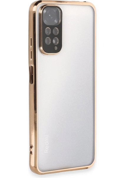 Xiaomi Redmi Note 11 Kılıf Razer Lensli Silikon - Gold Drstr