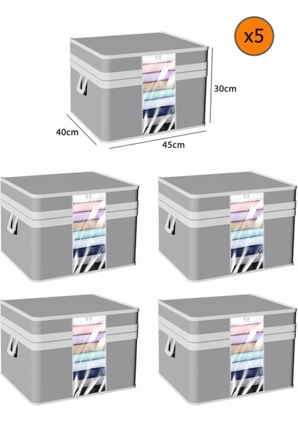5 Adet Gri Pencereli Kazak Hurcu, 45X40X30 Cm, Şık ve Kullanışlı Seçenekler fiyatları