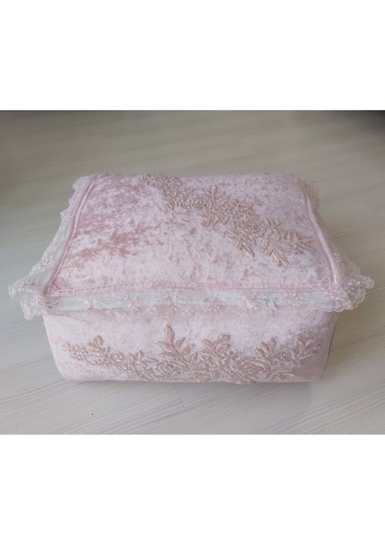 Kadife Bohça Nişan Hurcu, Çeyizlik Pudra, 45 cm Eninde Şıklı Tasarım fiyatları