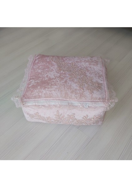Kadife Bohça Nişan Hurcu, Çeyizlik Pudra, 45 cm Eninde Şıklı Tasarım modelleri