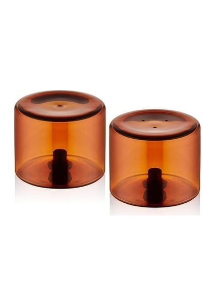 CAM0456 Yuvarlak Tuzluk Biberlik 2 Li Set Amber 6x5 cm