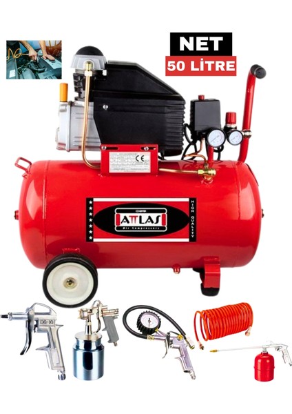 50 Litre Kompresör 5 Parça Havalı Set +100 Litre Köpük Tankı Oto Yıkama Set