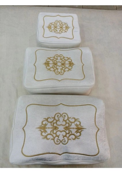 Ekru 3'lü Set, Söz ve Nişan Için Çeyizlik Bohça Hediye Paketi