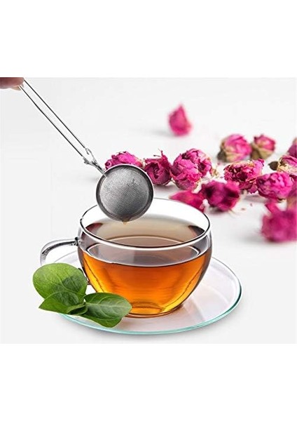 2 Paket Paslanmaz Çelik Gevşek Yaprak Çay Demliği Saplı Örgü Süzgeç Topu