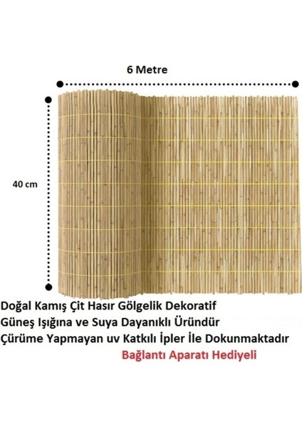Doğal Kamış Hasır Balkon Çiti 40 cm x 6 Metre fiyatları