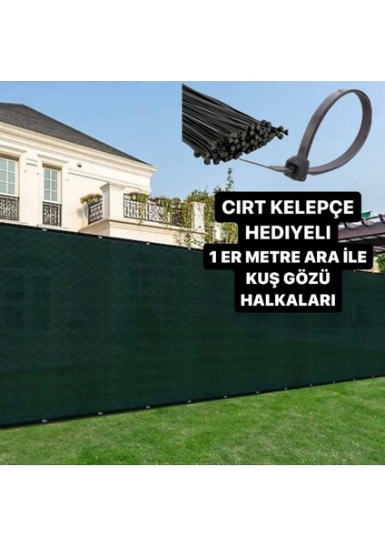 Gölgelik File %95 Lik 2 x 15 Güçlendirilmiş Kuş Gözlü Koyu Yeşil Bahçe Balkon Çit Filesi