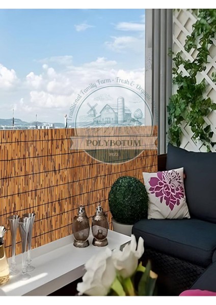 Doğal bambu kamış hasır çit, bahçe ve balkon dekoru, 100x100, sarı renk indirimleri