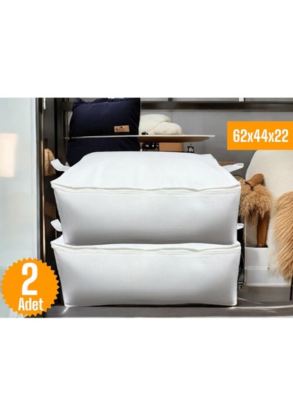 Iki Adet Büyük Beyaz Baza Altı ve Çekyat Tipi Hurç, 62X44X22 Cm, Şık ve Fonksiyonel