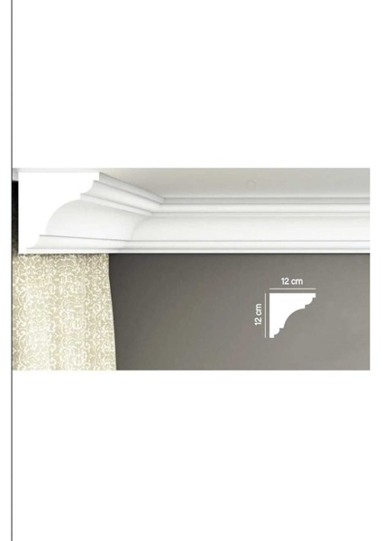 Beyaz 12X12CM Strafor Kartonpiyer, 2 Adet (4 Metre) Hazır Korniş Önü Ürün
