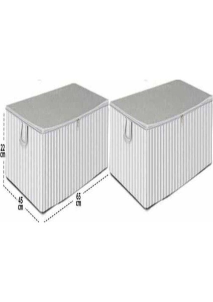 Gri Çizgili 2'li Baza Altı Hurç Seti 65X45X22 Cm, Pratik ve Şık Çözümler