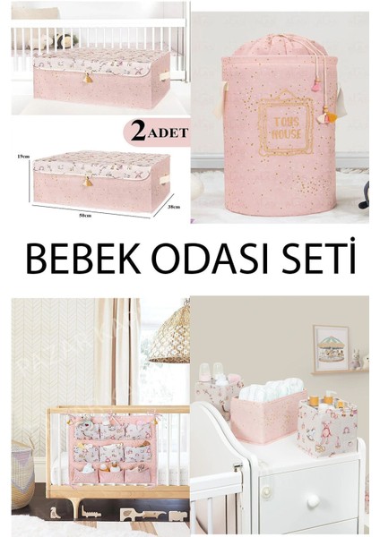 Sevimli Bebek Odası Seti, 7 Parça, 4 Adet, Pembe Renkli, Rahat ve Şık Tasarım