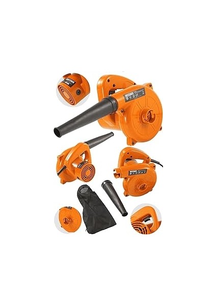 Alman Pro 3000 W Devir Ayarsız Hava Körüğü Yaprak Üfleme Makinesi Bilgisayar Temizleme Turuncu