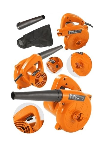 Alman Pro 3000 W Devir Ayarsız Hava Körüğü Yaprak Üfleme Makinesi Bilgisayar Temizleme Turuncu