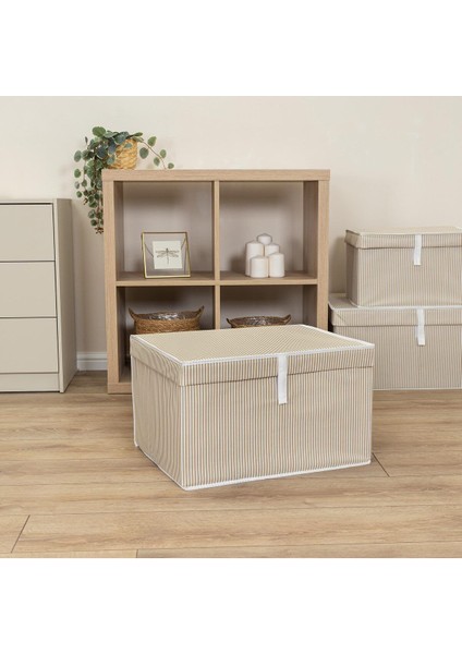 3 Adet Çok Amaçlı Maxi Düzenleyici Kutu 50X40X30 cm Kahve Renkli