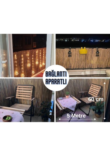 Doğal Kamış Hasır Balkon Çiti 60 cm x 5 m, şık ve dayanıklı balkon koruma seçeneği