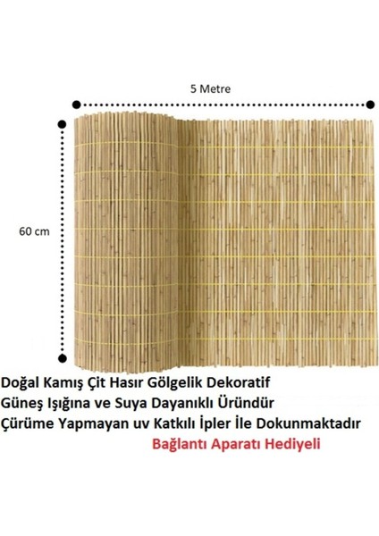Doğal Kamış Hasır Balkon Çiti 60 cm x 5 m, şık ve dayanıklı balkon koruma seçeneği fiyatları