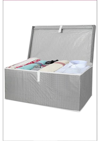 3'lü Kapaklı Çok Amaçlı Kutu Hurç, Gri, 60X40X30 cm