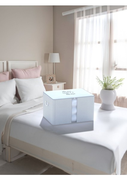 Yıkanabilir Pamuklu Bej Dikey Çizgili Büyük Hurç 41X64X35CM D117