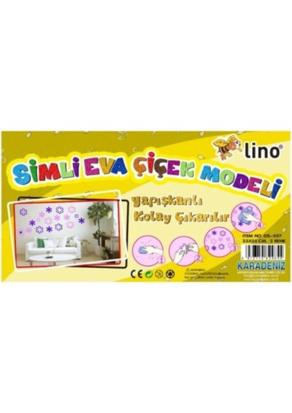 Simli Yapışkan Eva Çiçek Seti 33X35 Cm, 2 Renk, Eğlenceli ve Renkli Dekorasyon Malzemesi