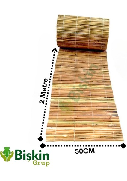 50cm x 200cm Bambu Hasır Çit Bahçe ve Balkon Dekoru, Kahverengi