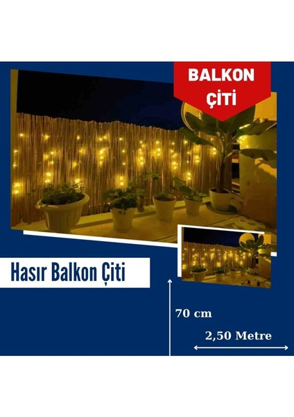 Kamış Hasır Doğal Balkon Çiti Bambu Balkon Çiti Estetik Tasarım Bambu Efektli Balkon Çiti 70X250