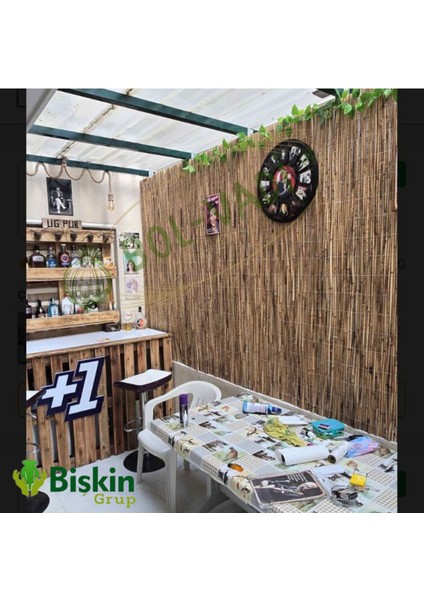 Doğal bambu çit, bahçe ve balkon için 240cm yükseklik, 600cm genişlik, kahverengi