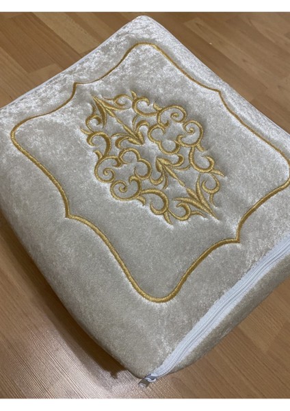 Kadife Işlemeli Cappuccino Bohça 40X40 Cm, Nişan ve Düğün Hediye Seti