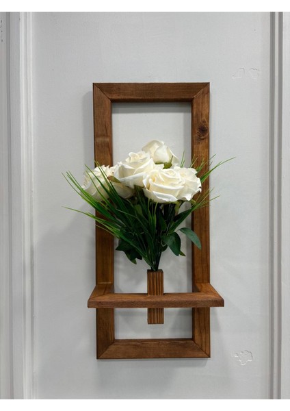 Ahşap Duvar Saksısı, Yapay Çiçekli, Kahverengi, 25X60 Cm, Iç ve Dış Mekan Dekoru fiyatları