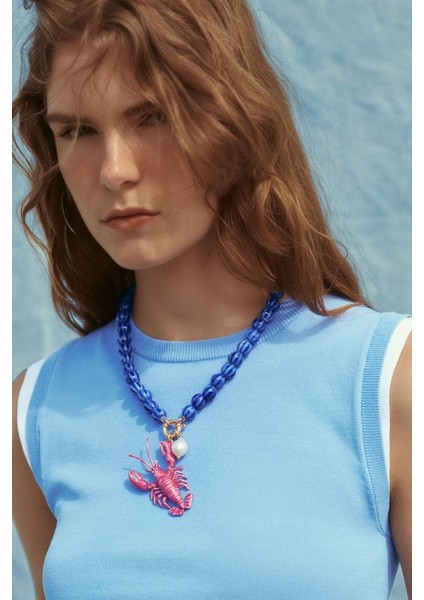 Yengeç Uçlu Boncuklu Kolye