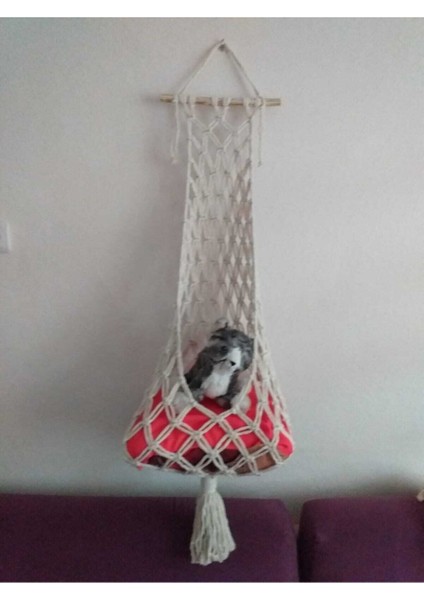 Makrome File Desen Kedi Salıncağı ve Yatağı, Kedi Hamağı, Rahat ve Şık Tasarım