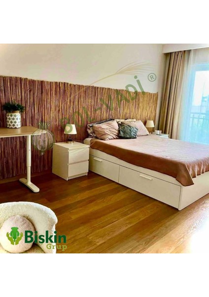 Kahverengi doğal bambu kamış hasır çit, bahçe ve balkon dekoru, 150x400cm