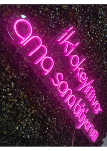 Iki Okeyim Var Ama Sana Bitiyorum Yazılı Neon LED Tabela 80X35CM, Pembe fırsatları