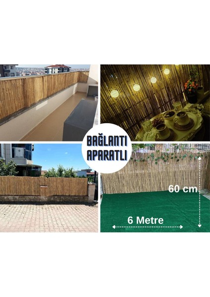 Doğal kamış hasır balkon çiti 60 cm x 6 metre, şık ve dayanıklı koruma sağlar