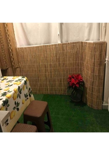 Turkuaz doğal kamış hasır balkon çiti, 1x5 metre, şık ve dayanıklı dekoratif bariyer