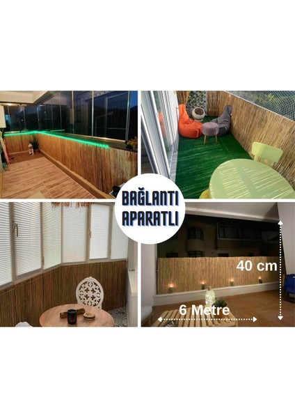 40 Cm X 6 Metre Doğal Kamış Hasır Balkon Çiti, şık ve doğal görünüm sağlar.