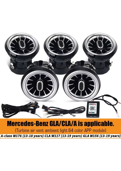 Mercedes A W176 Cla W117 Gla W156 Airwent Havalandırma Menfez Seti Ledli Ambiyans 64 Renk 2013-2019