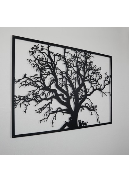 Ağaç ve Hayvan Detaylı Metal Duvar Dekoru, Şık ve Modern Tasarım (100X67 Cm) fırsatları