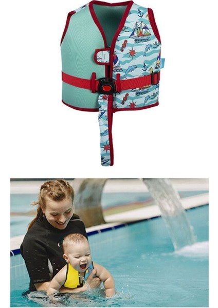Çocuk Yüzme Yeleği, Yeşil, Rahat ve Güvenli Su Sporları Için Mavi