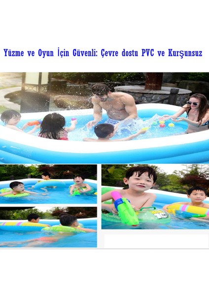 Büyük Boy Dikdörtgen Şişme Yüzme Havuzu 190X135X45CM, Açık ve Kapalı Kullanım