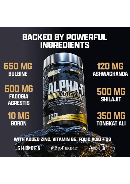Research Alpha-T Magnum Testosterone Support For Men Folic Acid , Tongkat Alı, Fadogia Agrestis, Boron , Apigenin , Shilajit