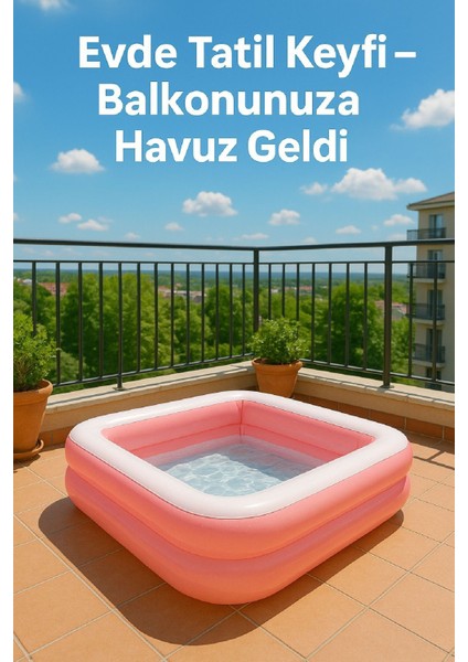 Çocuklar Için Serinleme Kare Havuz, 86X25, Pembe, Eğlenceli Yaz Aktiviteleri modelleri