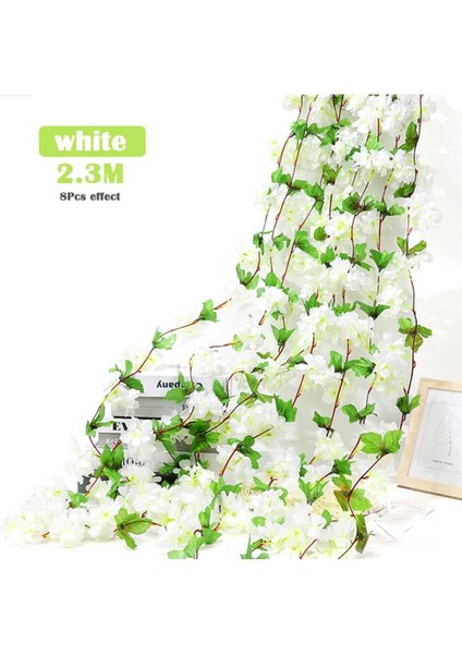 Beyaz Kiraz Çiçeği Tasarımlı 230 cm Yapay Sarmaşık Bahar Dekoru fırsatları