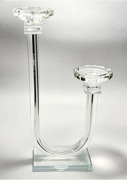 Şeffaf Kristal Mumluk Şamdan, Zarif ve Şık Dekorasyon Parçası