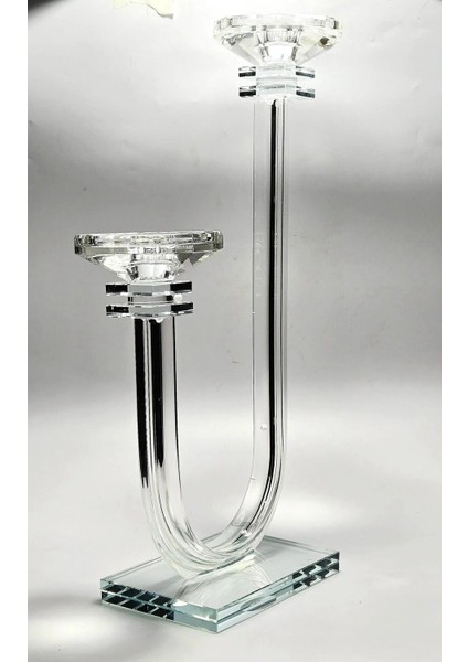 Şeffaf Kristal Mumluk Şamdan, Zarif ve Şık Dekorasyon Parçası fiyatları