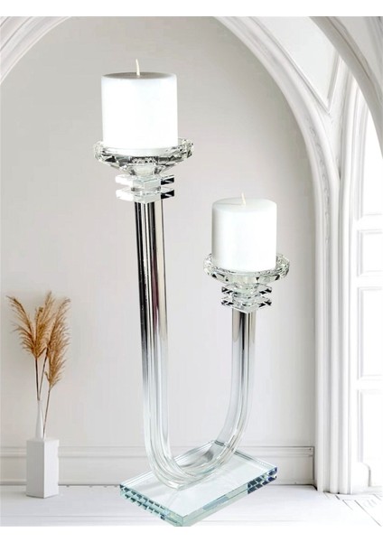 Şeffaf Kristal Mumluk Şamdan, Zarif ve Şık Dekorasyon Parçası fırsatları