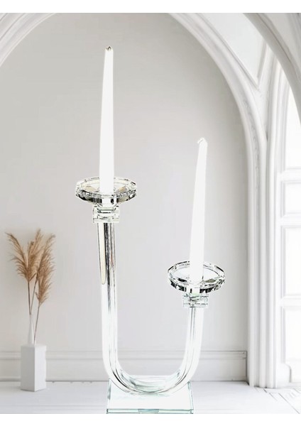 Şeffaf Kristal Mumluk Şamdan, Zarif ve Şık Dekorasyon Parçası indirimleri